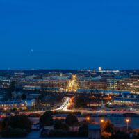 Elevated,Nighttime,Long,Exposure,Photo,Of,The,Downtown,Old,Town